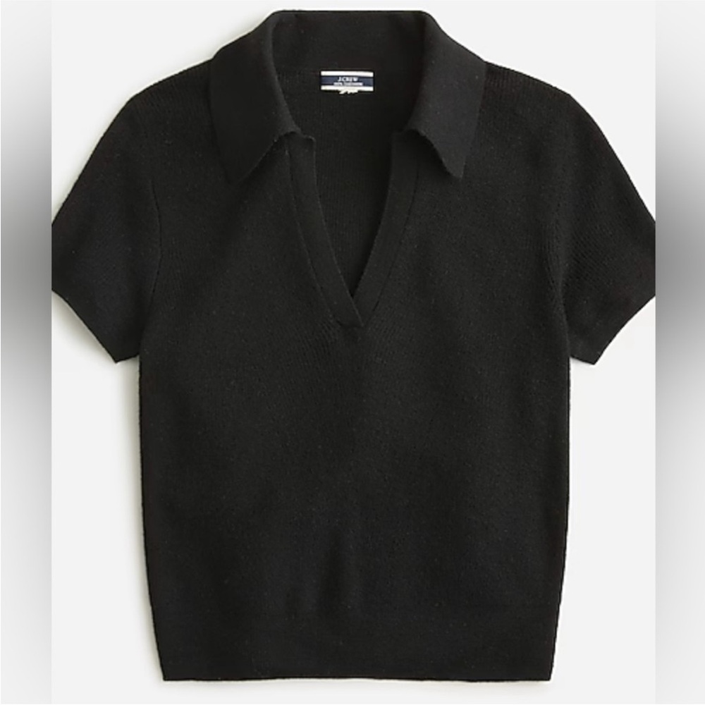 J. Crew short sleeve cashmere polo- black size small